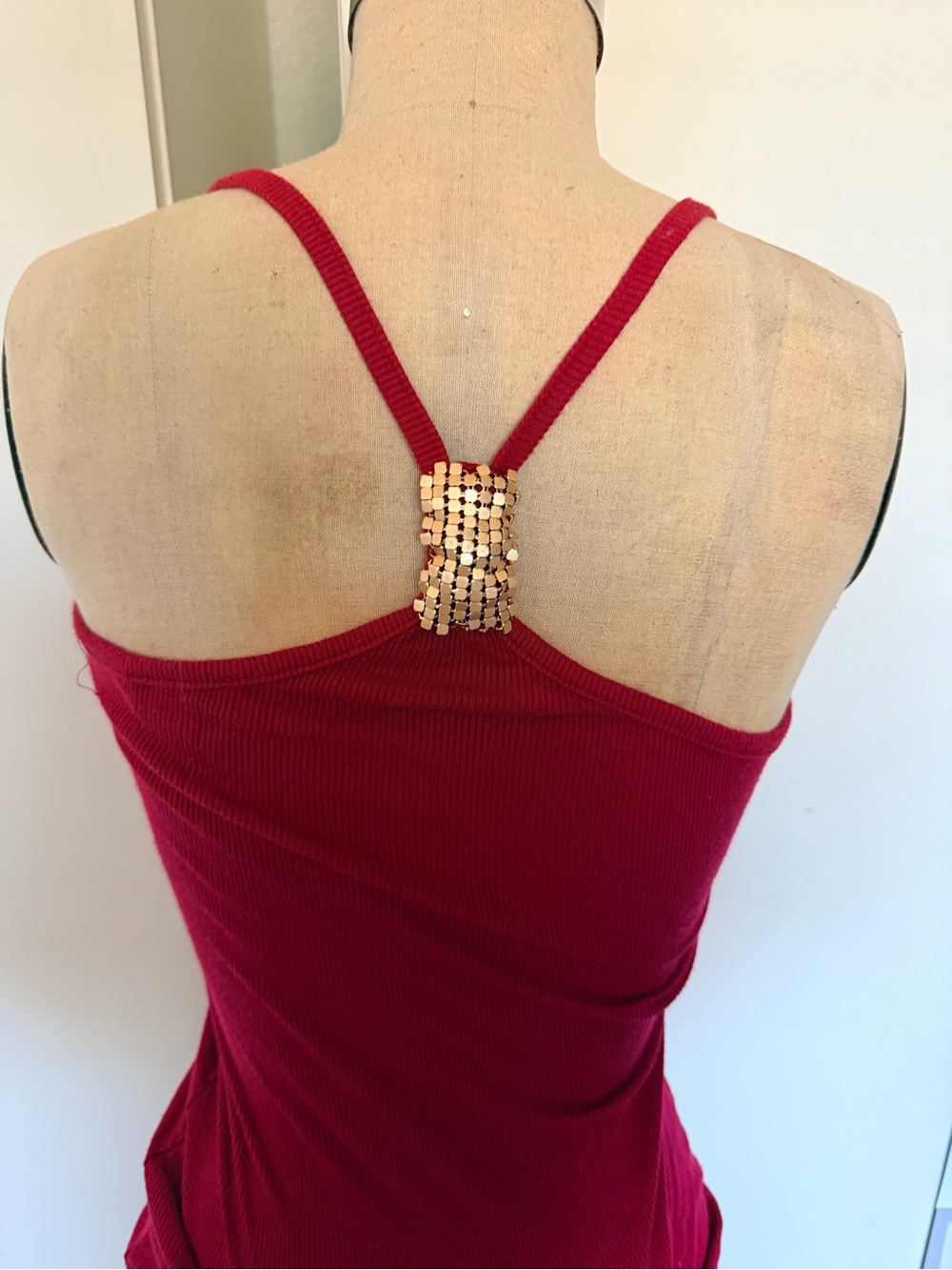 bebe Red Ribbed Racerback Tank Top - Picture 4 of 5